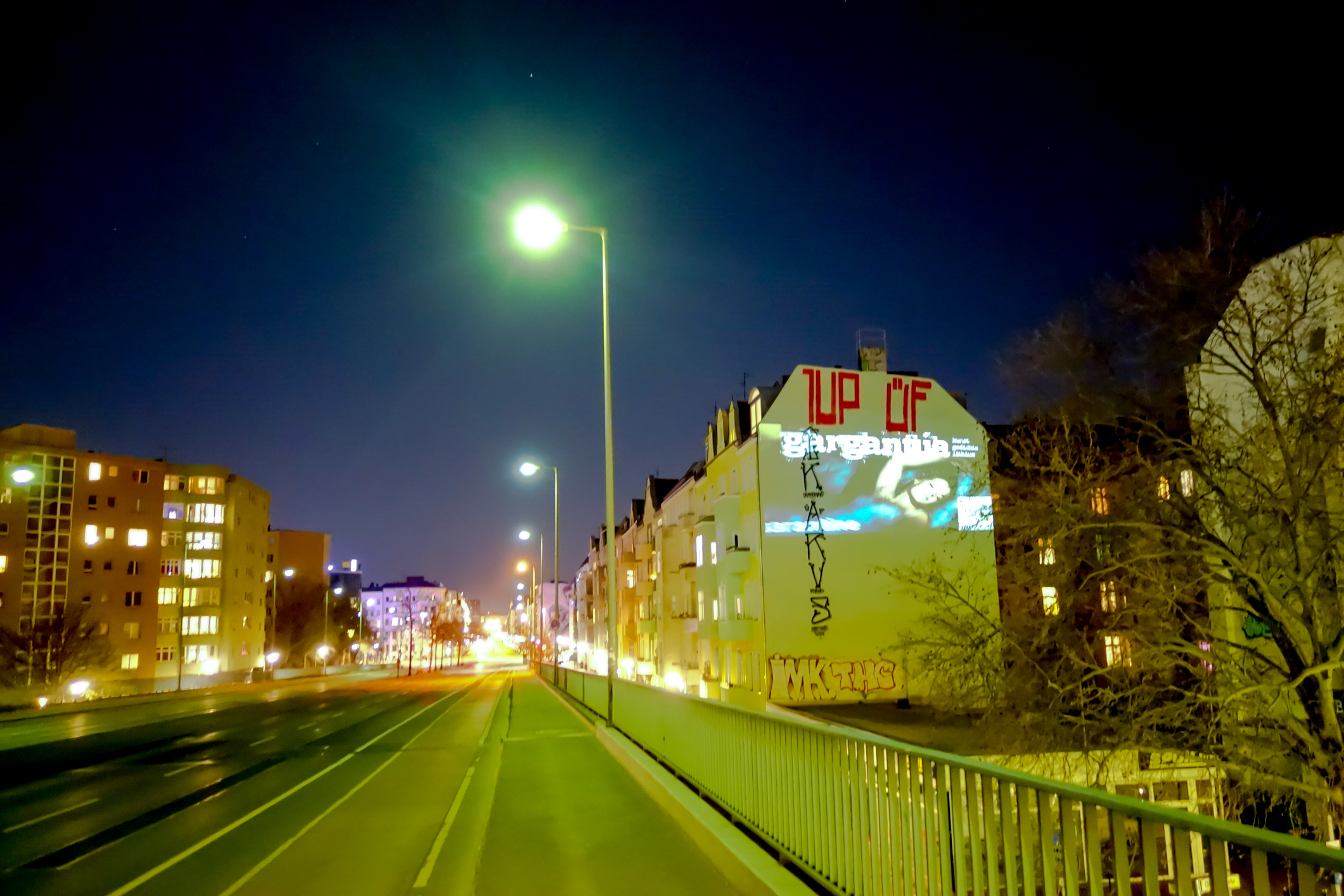 Gargantúa-Guerilla-Projektion während des Lockdowns 2020, Berlin.